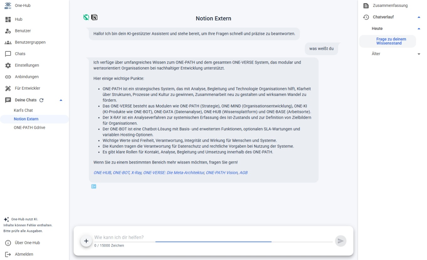 One-Hub Chat in Aktion